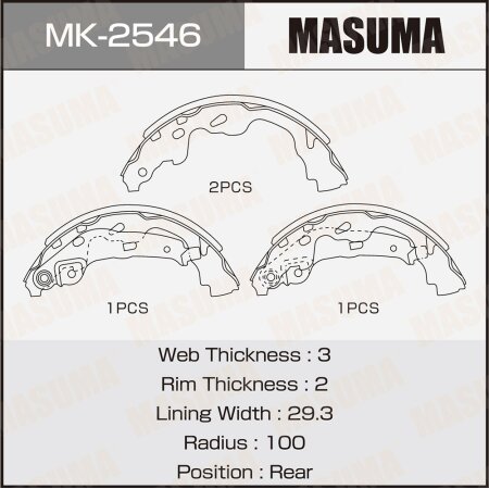 Колодки тормозные барабанные Masuma, MK-2546