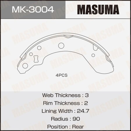 Колодки тормозные барабанные Masuma, MK-3004