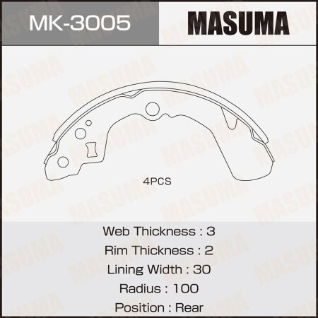 Колодки тормозные барабанные Masuma, MK-3005