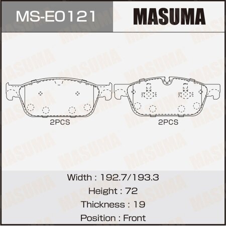 Колодки тормозные дисковые Masuma, MS-E0121