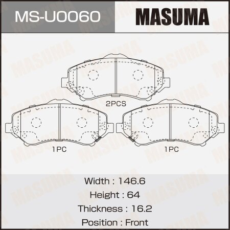 Колодки тормозные дисковые Masuma, MS-U0060