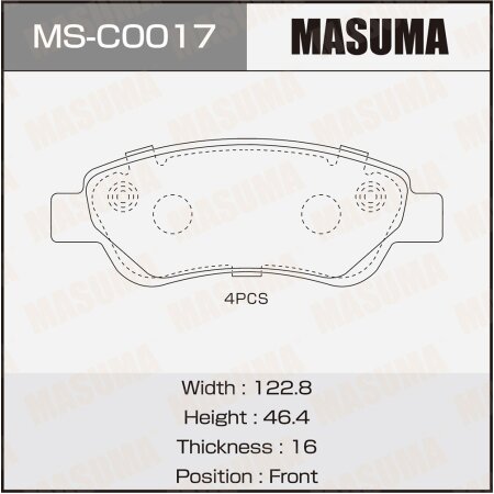 Колодки тормозные дисковые Masuma, MS-C0017