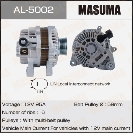 Генератор MASUMA, 12V/95A, AL-5002
