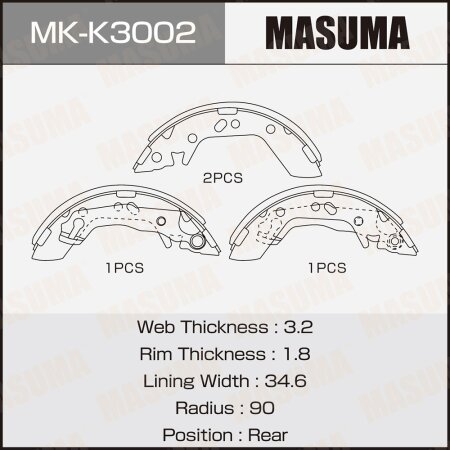 Колодки тормозные барабанные Masuma, MK-K3002