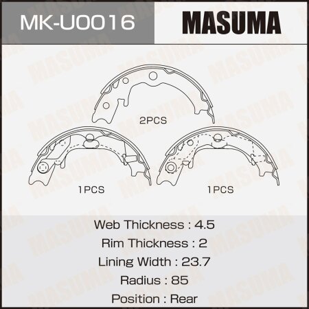 Колодки тормозные барабанные Masuma, MK-U0016