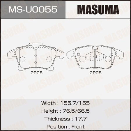 Колодки тормозные дисковые Masuma, MS-U0055