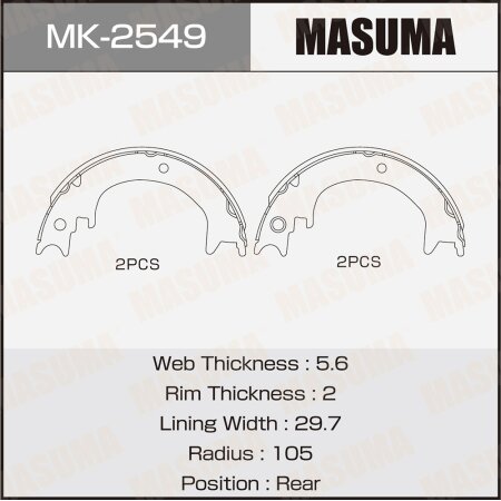 Колодки тормозные барабанные Masuma, MK-2549
