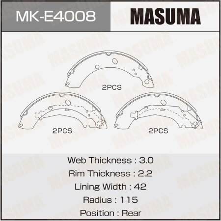 Колодки тормозные барабанные Masuma, MK-E4008