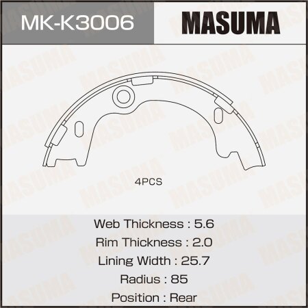 Колодки тормозные барабанные Masuma, MK-K3006