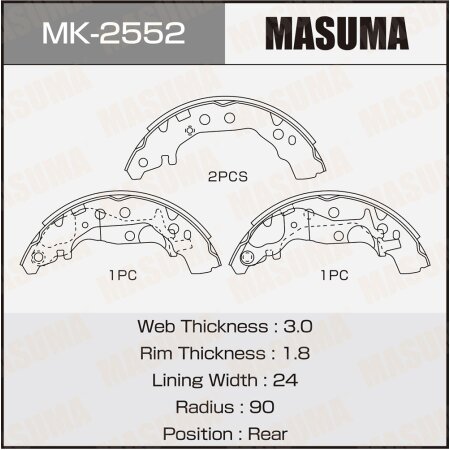 Колодки тормозные барабанные Masuma, MK-2552