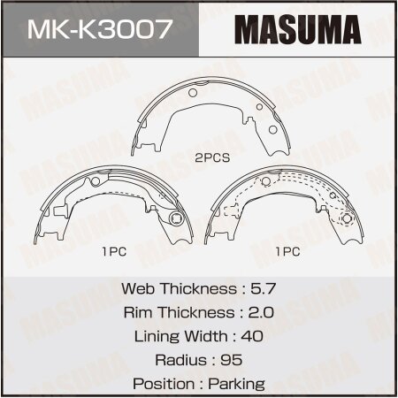 Колодки тормозные барабанные Masuma, MK-K3007