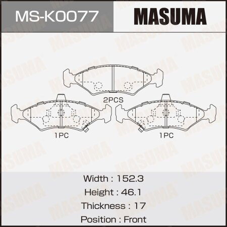 Колодки тормозные дисковые Masuma, MS-K0077