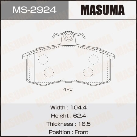 Колодки тормозные дисковые Masuma, MS-2924
