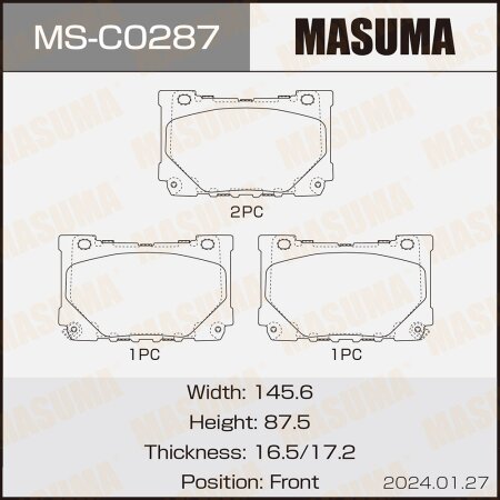 Колодки тормозные дисковые Masuma, MS-C0287