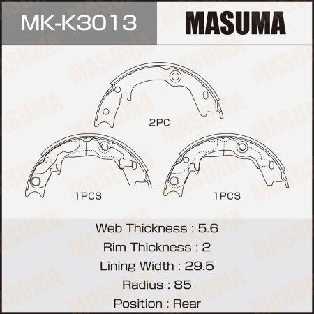 Колодки тормозные барабанные Masuma, MK-K3013