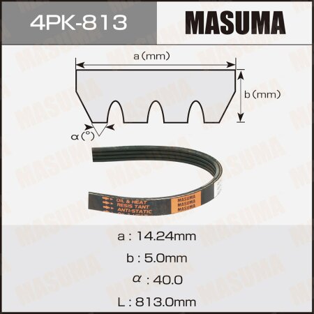 Ремень поликлиновый Masuma, 4 ручья, 813 мм, 4PK-813