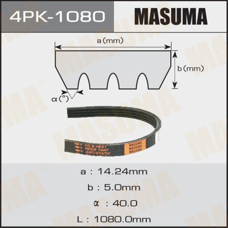 Ремень привода навесного оборудования Masuma, 4PK-1080