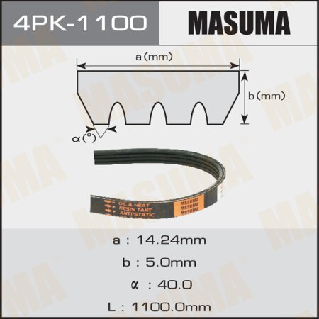 Ремень поликлиновый Masuma, 4 ручья, 1100 мм, 4PK-1100