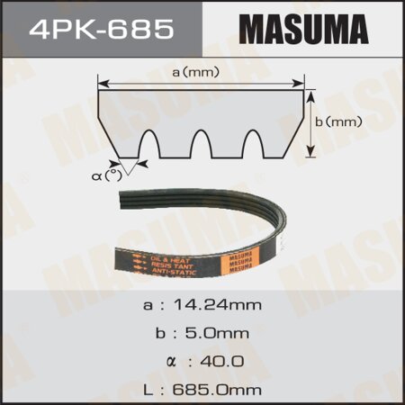Ремень поликлиновый Masuma, 4 ручья, 685 мм, 4PK-685