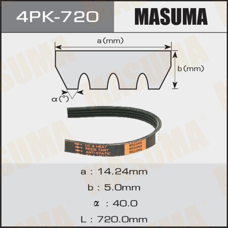 Ремень поликлиновый Masuma, 4 ручья, 720 мм, 4PK-720