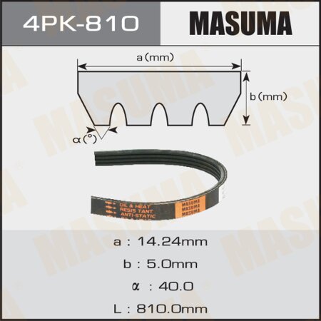 Ремень поликлиновый Masuma, 4 ручья, 810 мм, 4PK-810