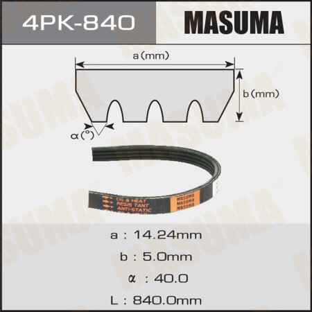Ремень поликлиновый Masuma, 4 ручья, 840 мм, 4PK-840