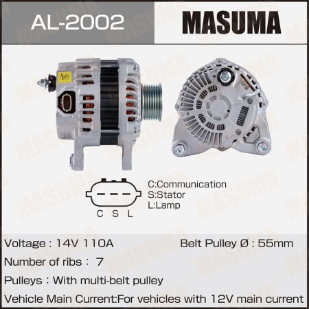 Генератор MASUMA, 14V/110A, AL-2002