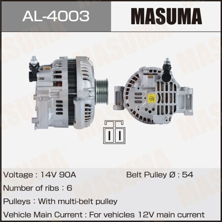 Генератор MASUMA, 14V/90A, AL-4003
