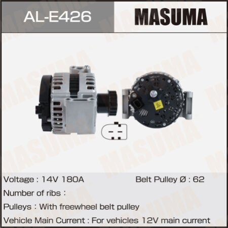 Генератор MASUMA, 14V/180A, AL-E426