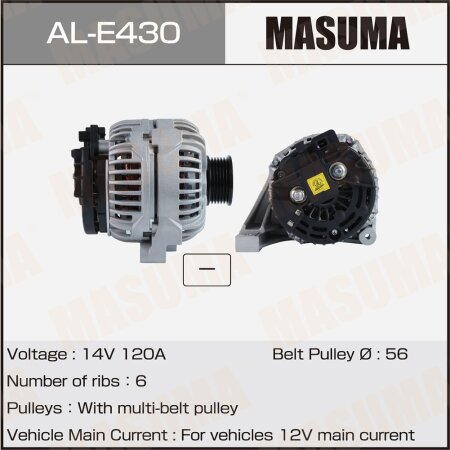Генератор MASUMA, 14V/120A, AL-E430