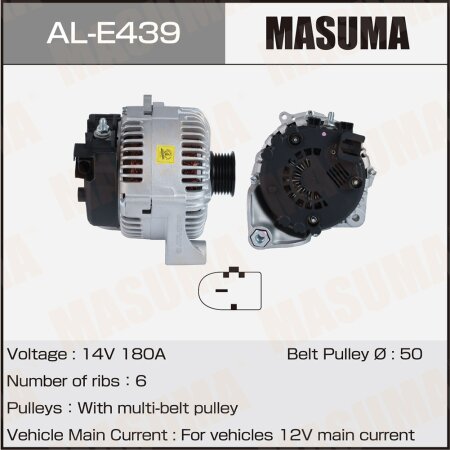 Генератор MASUMA, 14V/180A, AL-E439