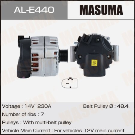 Генератор MASUMA, 14V/230A, AL-E440