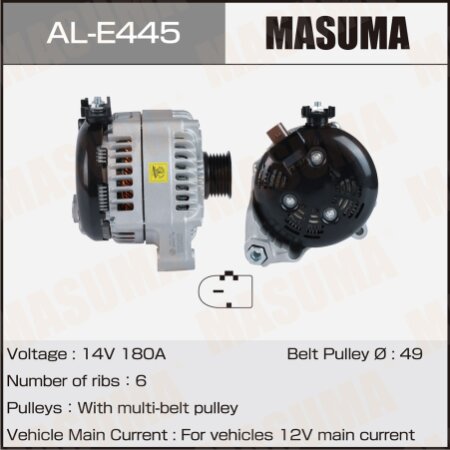 Генератор MASUMA, 14V/180A, AL-E445
