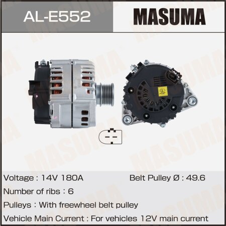 Генератор MASUMA, 14V/180A, AL-E552