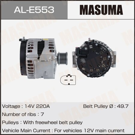Генератор MASUMA, 14V/220A, AL-E553