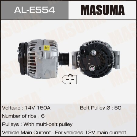 Генератор MASUMA, 14V/150A, AL-E554