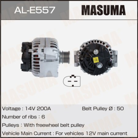 Генератор MASUMA, 14V/200A, AL-E557