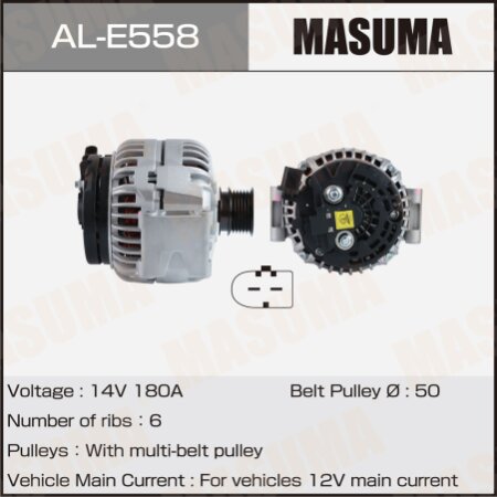 Генератор MASUMA, 14V/180A, AL-E558