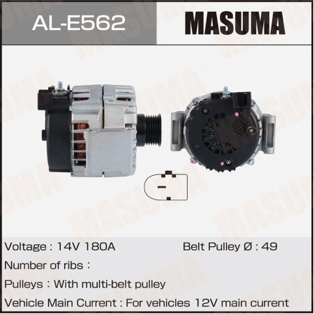 Генератор MASUMA, 14V/180A, AL-E562