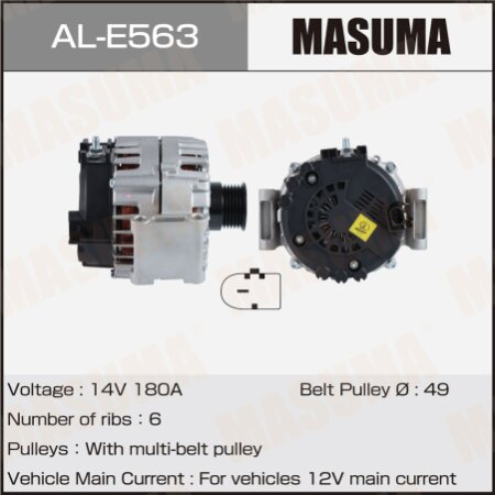 Генератор MASUMA, 14V/180A, AL-E563