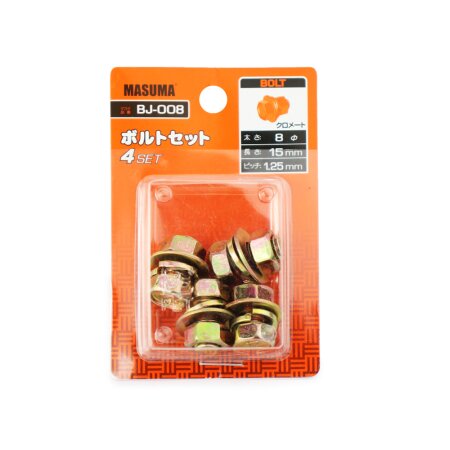 Bolt & nut set Masuma, М8x15x1.25 (pack of 4pcs), BJ-008