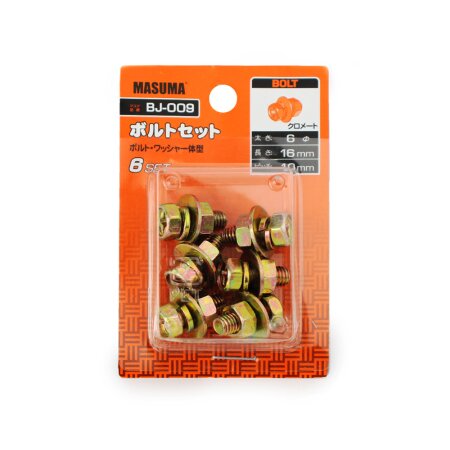 Bolt & nut set Masuma, М6x16x1.0 (pack of 6pcs), BJ-009
