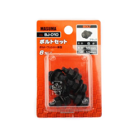Bolt & nut set Masuma, М6x16x1.0 (pack of 6pcs), BJ-010