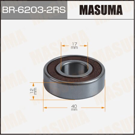Подшипник шариковый Masuma 17*40*12мм, BR-6203-2RS
