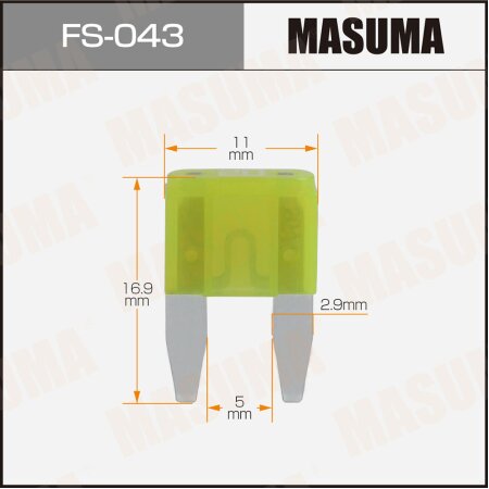 Предохранитель плавкий Masuma флажковый мини 20A, FS-043