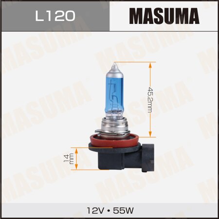 Лампа высокотемпературная Masuma BLUE SKYGLOW H11 12v 55W (4200K), L120