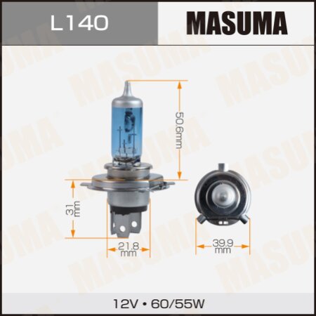 Лампа высокотемпературная Masuma BLUE SKYGLOW H4 12v 60/55W (4200K), L140