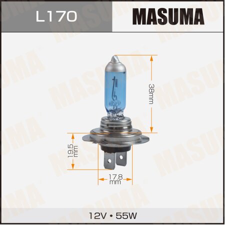 Лампа высокотемпературная Masuma BLUE SKYGLOW H7 12v 55W (4200K), L170