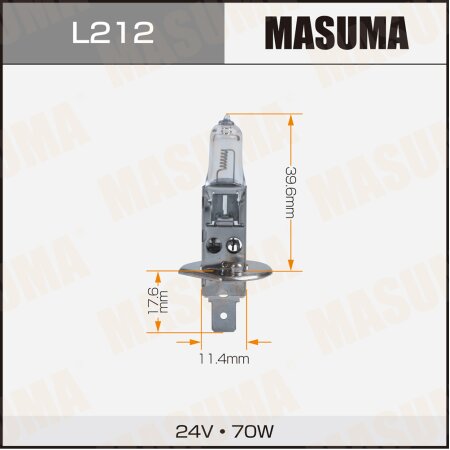 Лампа галогенная Masuma CLEARGLOW H1 24v 70W (3000K), L212