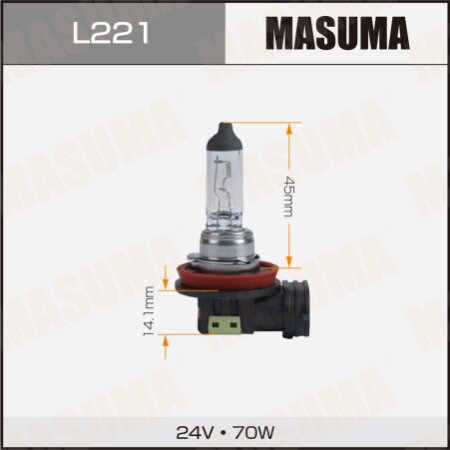 Лампа галогенная Masuma CLEARGLOW H11 24v 70W (3000K), L221